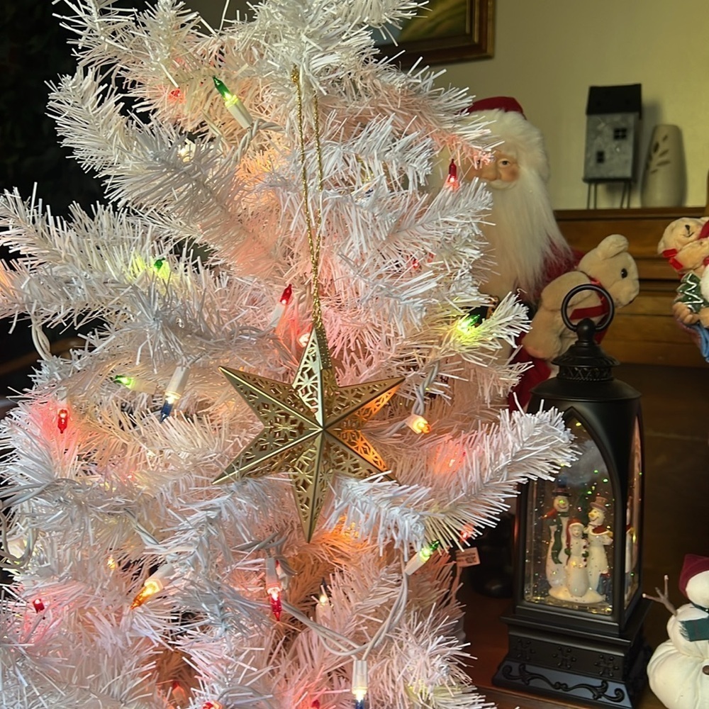❤️ SCENTED DECORATIVE ORNAMENT, WHITE WINTER FIR, METAL GOLD STAR, REFILLABLE